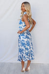 Sherie Midi Dress - Blue/White Floral