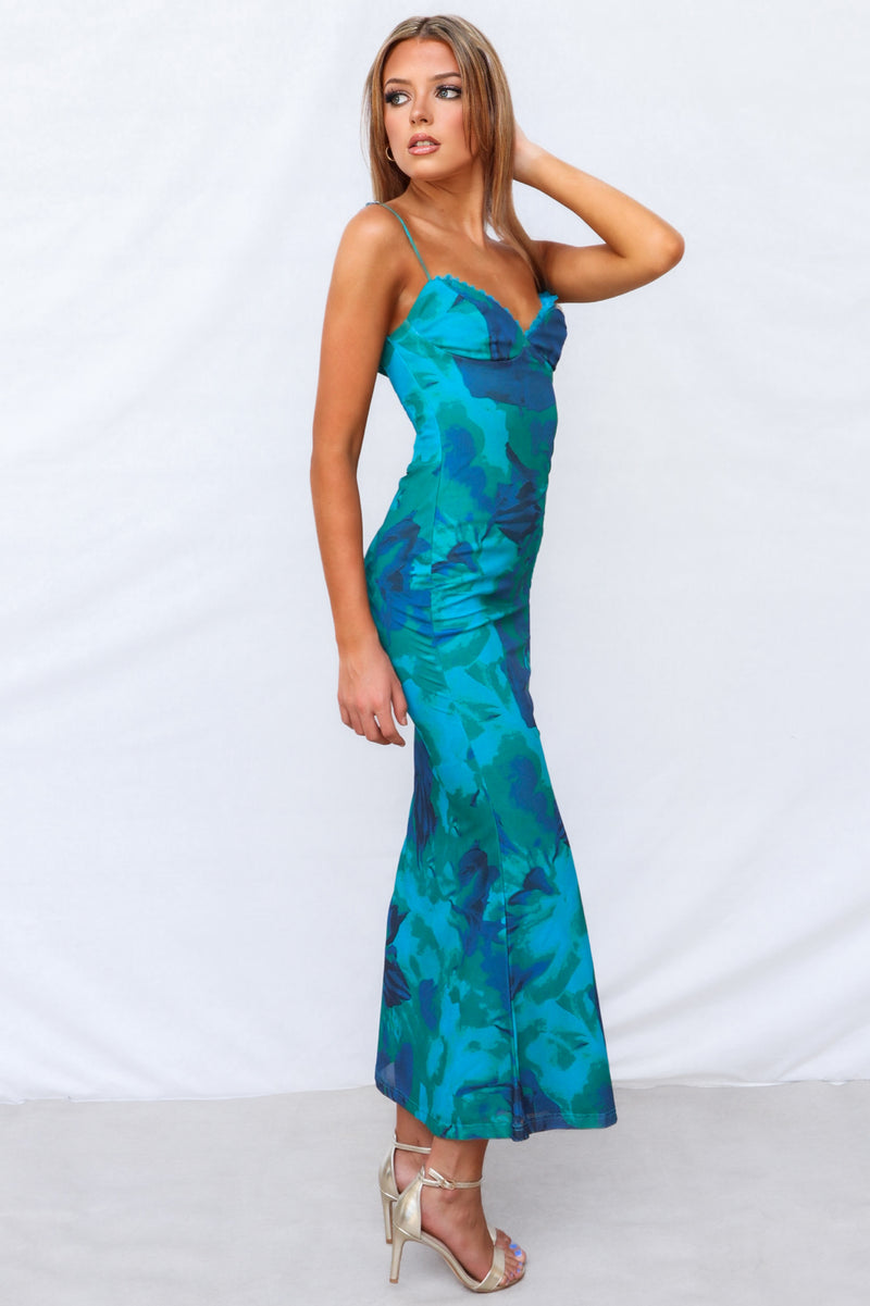 Sopha Maxi Dress - Green Floral