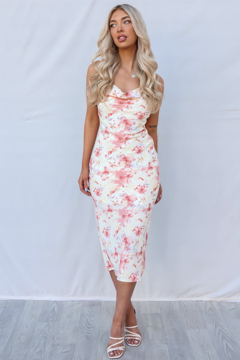 Spring Midi Dress - Pink Multi