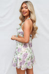 Tahlee Mini Dress - White/Purple Floral