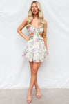 Tahlee Mini Dress - White/Purple Floral