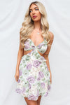 Tahlee Mini Dress - White/Purple Floral
