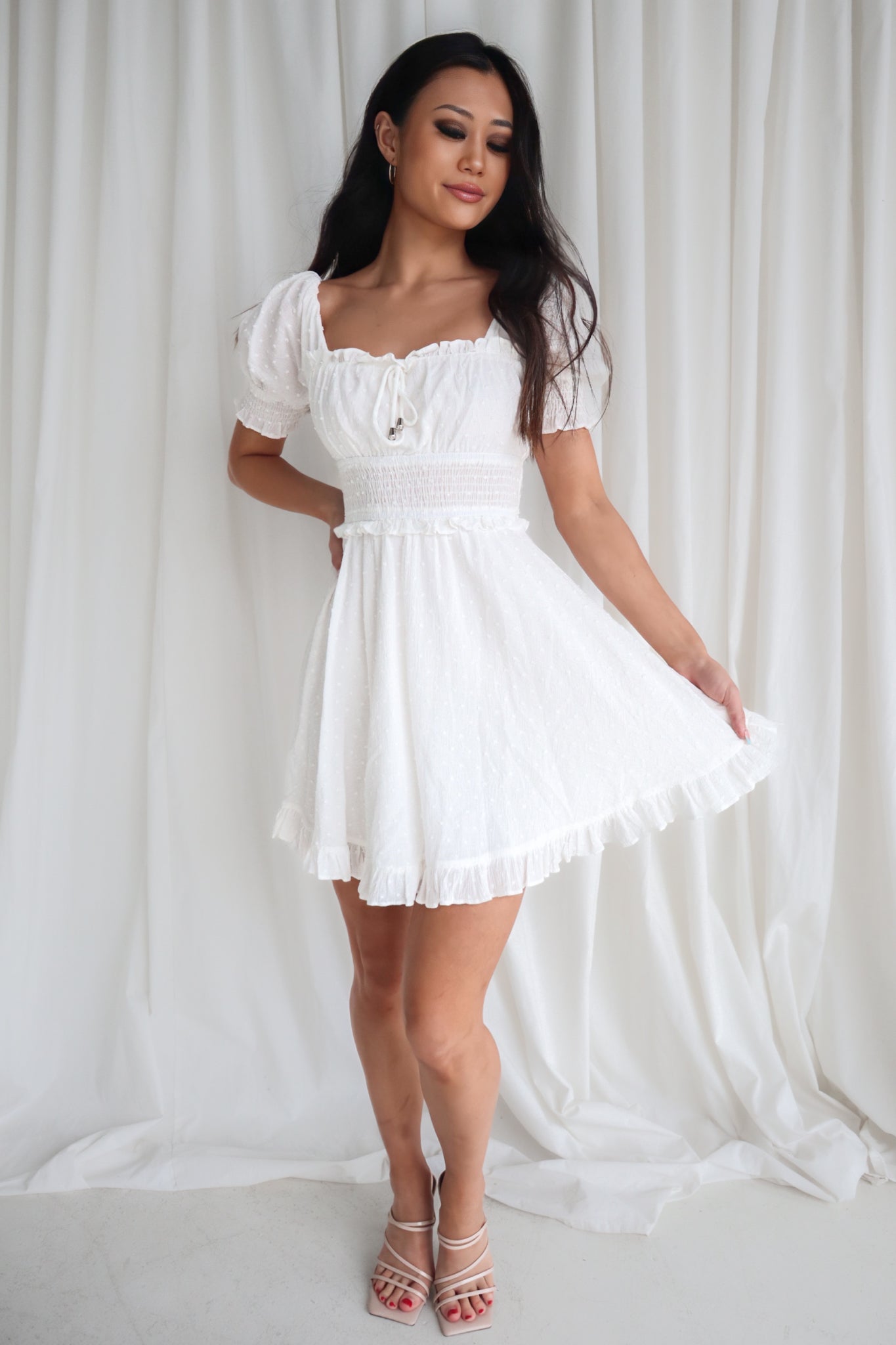 white short dress australia Chic Strapless Short Mini Wedding Dress with Detachable Sleeves and Overskirt