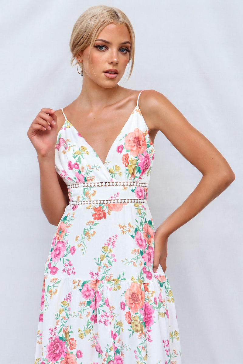 Tegan Midi Dress - White Floral