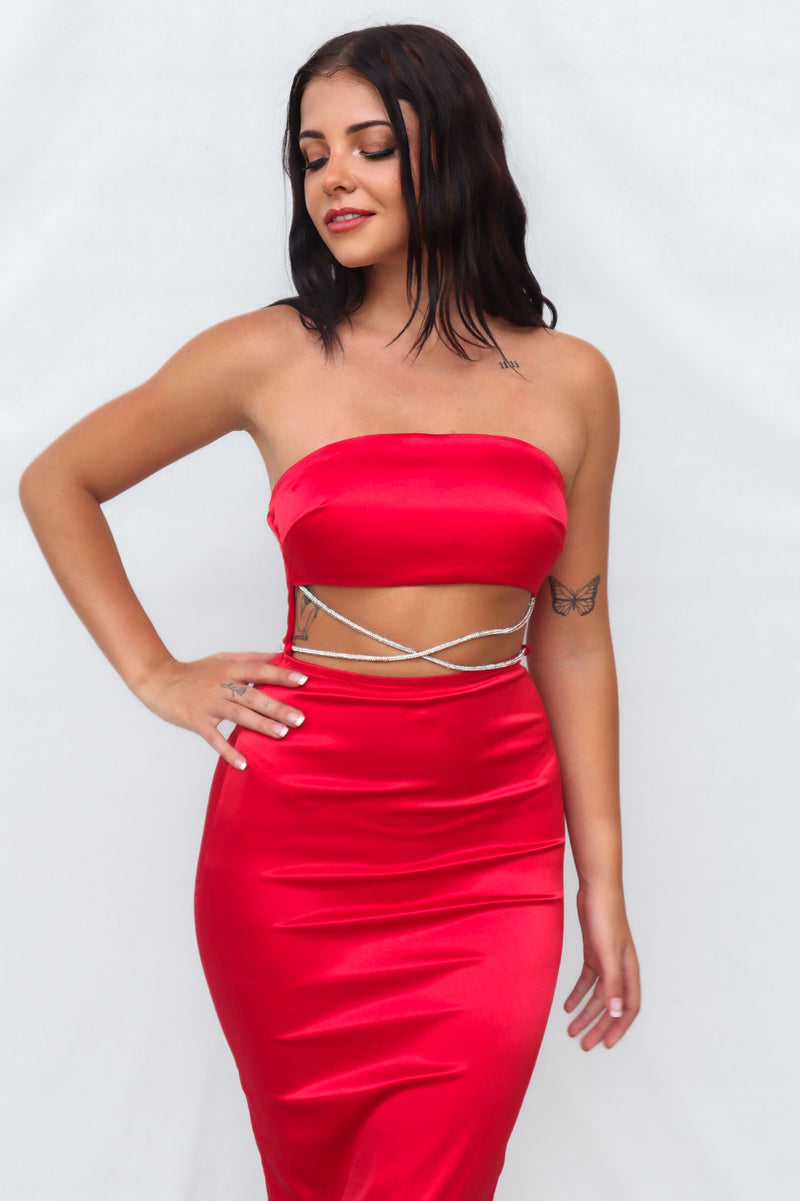 Tisha Midi Dress - Red