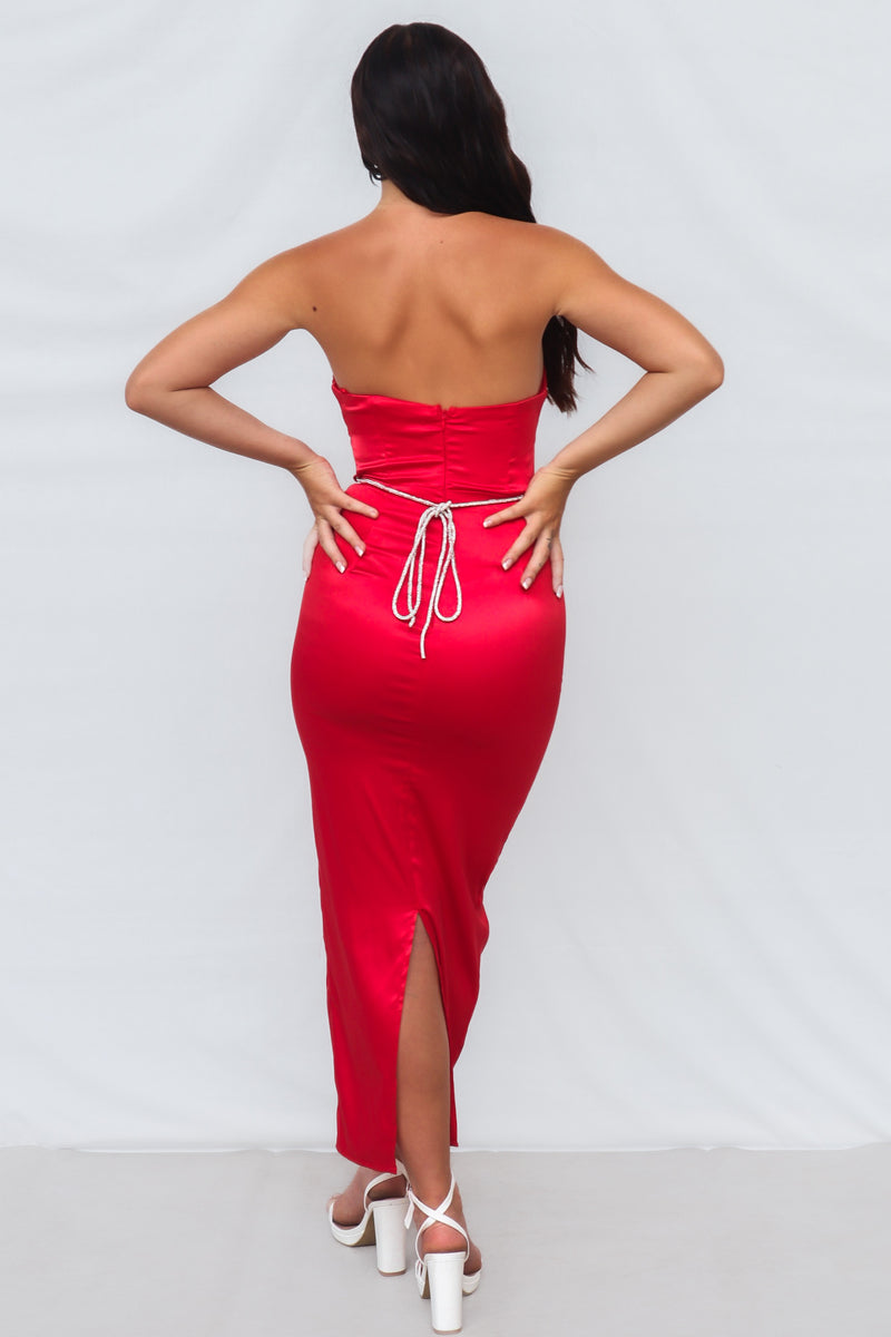 Tisha Midi Dress - Red