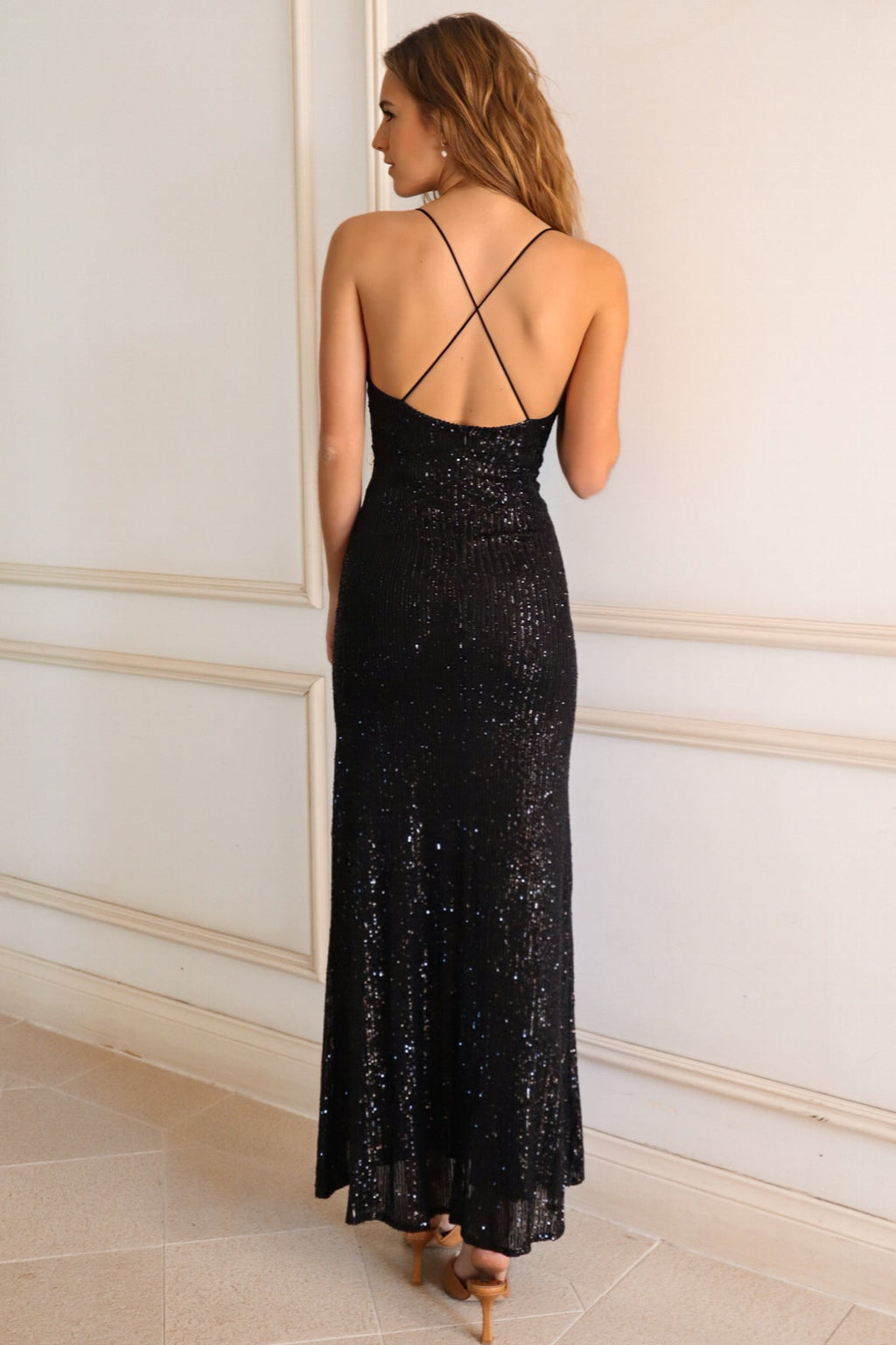 Whitney Sequin Gown - Black