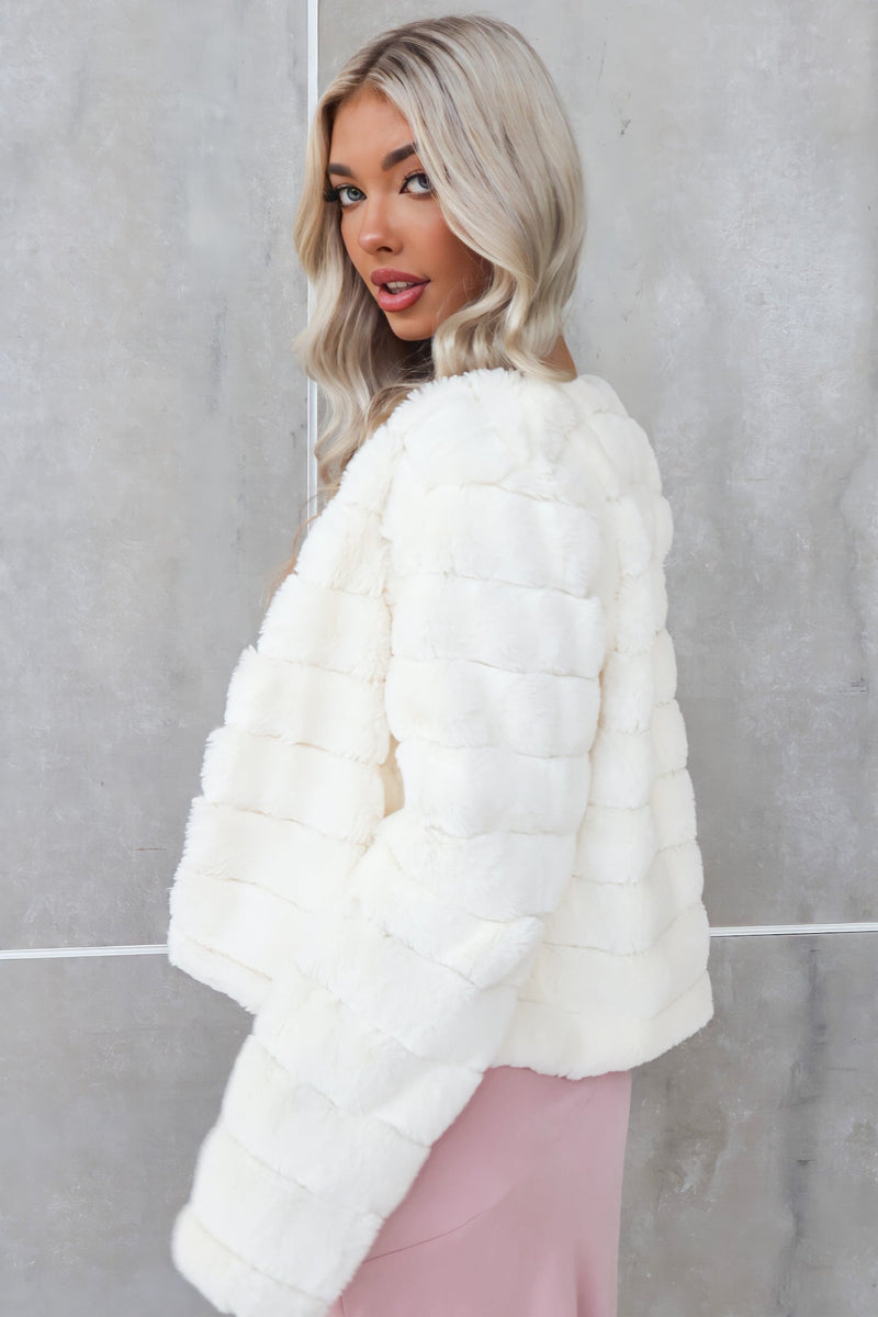Misty Faux Fur Jacket - White Fluffy Soft Winter Warm Coat