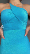 Zaria Midi Dress - Blue Shimmer