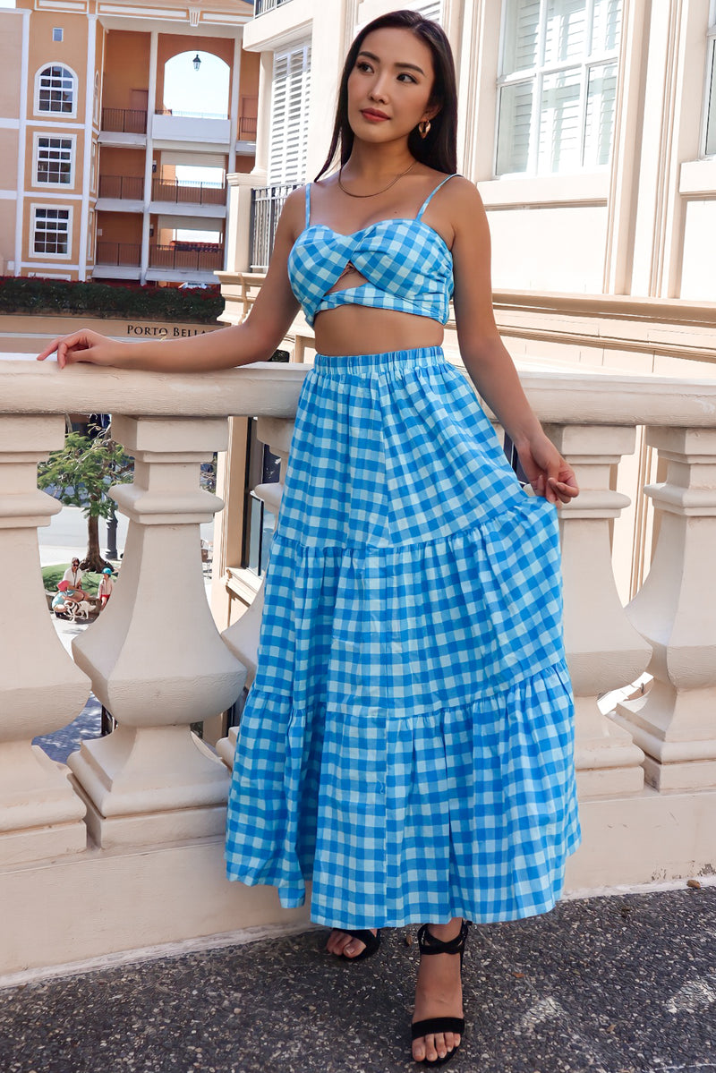 Addison Set Skirt - Blue Gingham