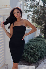 Alexia Bodycon Midi Dress - Black - Runway Goddess