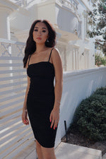 Alexia Bodycon Midi Dress - Black - Runway Goddess