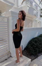 Alexia Bodycon Midi Dress - Black - Runway Goddess