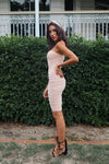 Alexia Bodycon Midi Dress - Salmon Pink - Runway Goddess