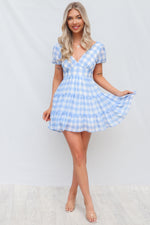 Alice Mini Dress - Blue Gingham