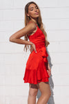 Alyssa Satin Dress - Red