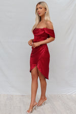 Anastasia Midi Dress - Wine Red