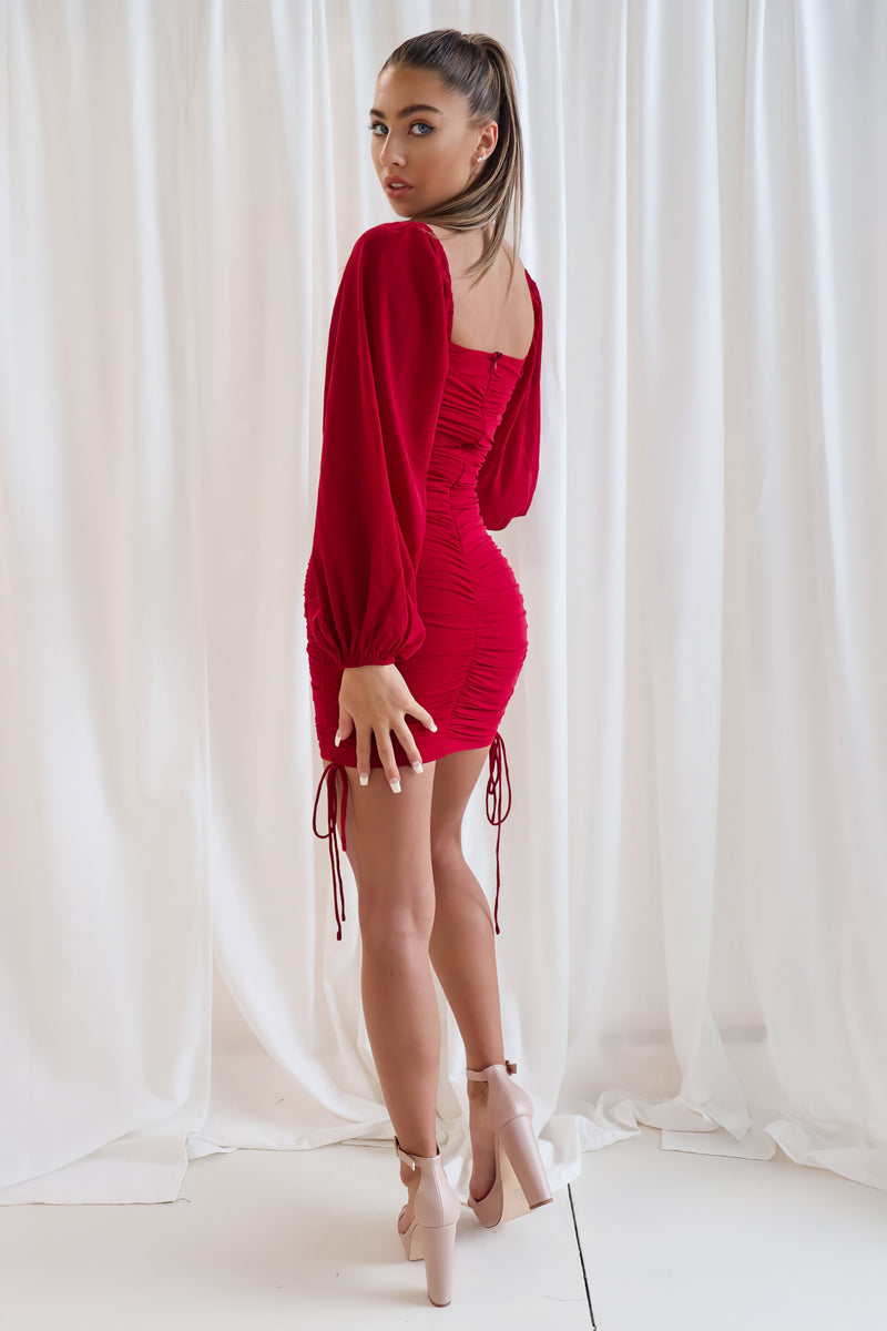 Astrid Mesh Dress - Cherry Red