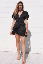 Satin Butterfly Dress - Black