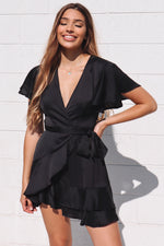 Satin Butterfly Dress - Black