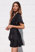 Satin Butterfly Dress - Black