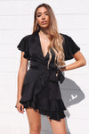 Satin Butterfly Dress - Black