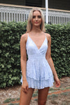 Lace Pixie Playsuit - Blue - Runway Goddess