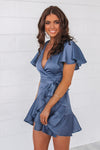 Satin Butterfly Dress - Midnight Blue - Runway Goddess