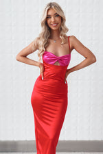 Brianna Midi Dress - Red/Pink