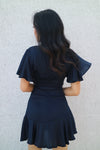 Satin Butterfly Dress - Navy - Runway Goddess