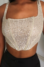 Carla Sequin Top - Beige