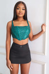 Carla Sequin Top - Emerald