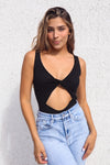 Carmen Ribbed Bodysuit - Black