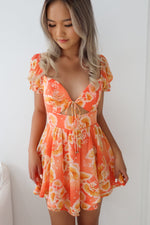 Caroline Playsuit - Orange Floral