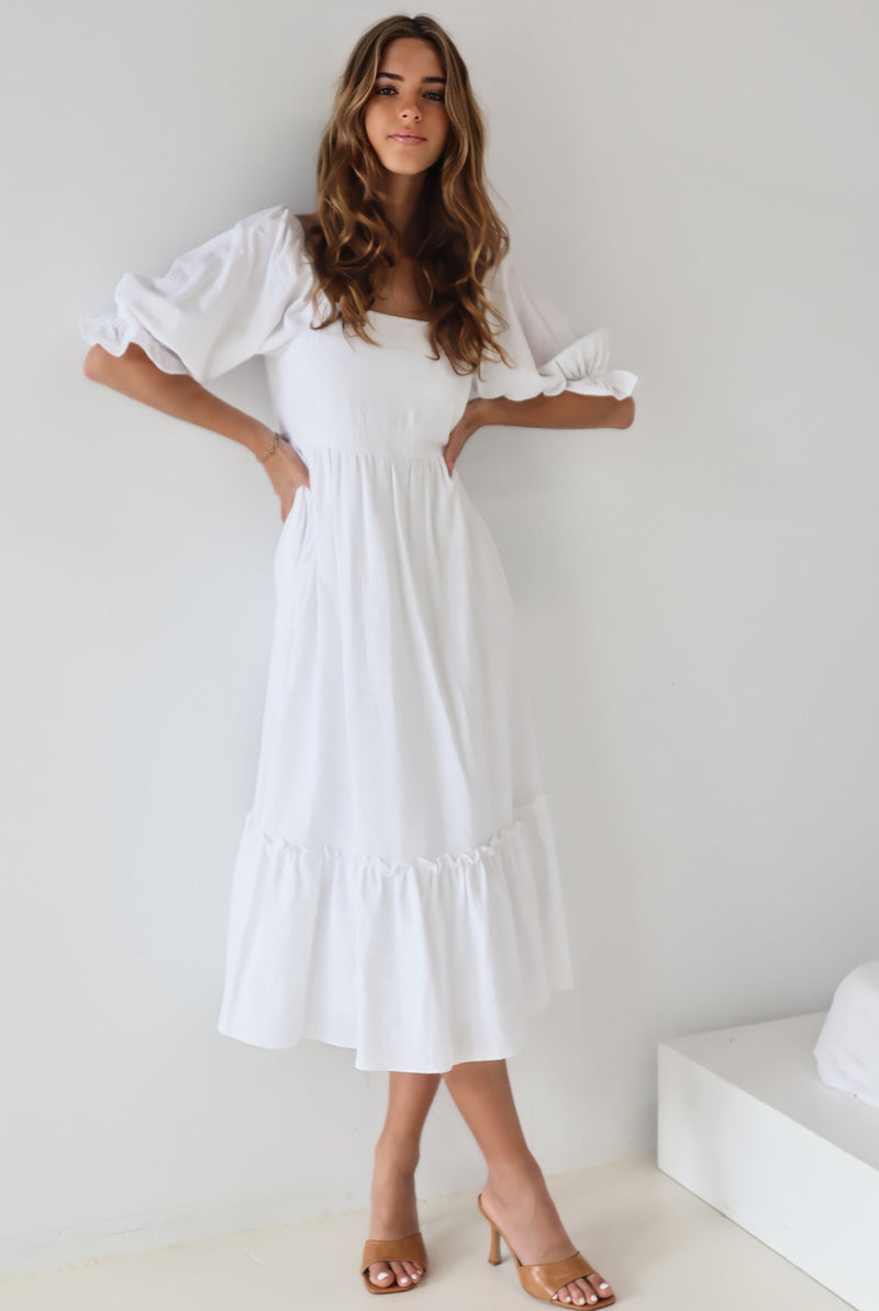 Cecilia Midi Dress - White