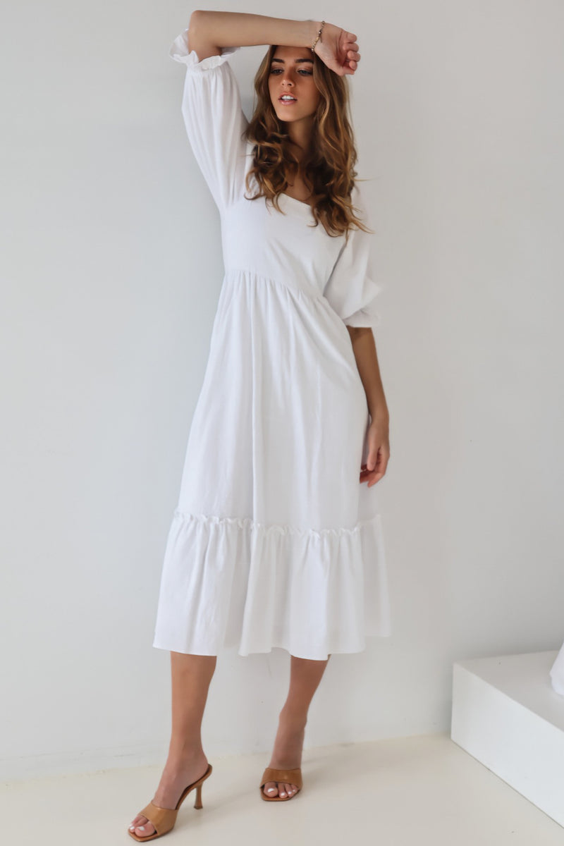 Cecilia Midi Dress - White