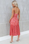 Celine Lace Midi - Coral Red