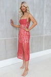 Celine Lace Midi - Coral Red