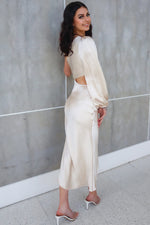 Charlene Satin Midi - Champagne