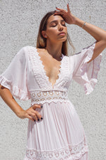 Charlotte Boho Maxi Dress - Baby Pink