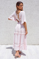 Charlotte Boho Maxi Dress - Baby Pink