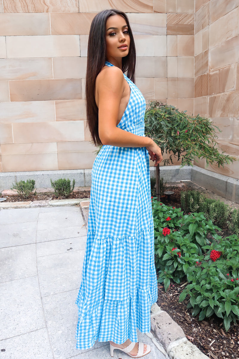 Chelsea Maxi Dress - Blue Gingham