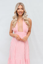 Chelsea Gingham Maxi Dress - Baby Pink