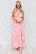 Chelsea Gingham Maxi Dress - Baby Pink