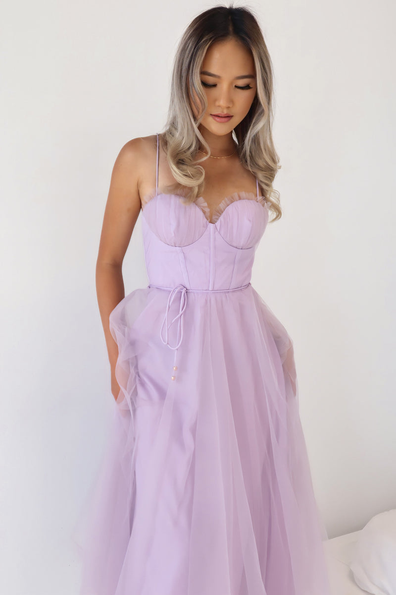 Cindy Tulle Midi Dress - Lilac