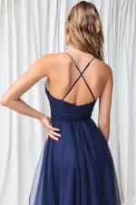 Cindy Tulle Midi Dress - Navy