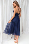 Cindy Tulle Midi Dress - Navy