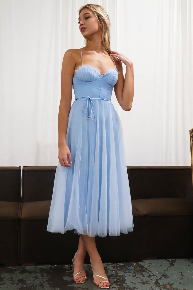 Powdery tulle dress with corset top