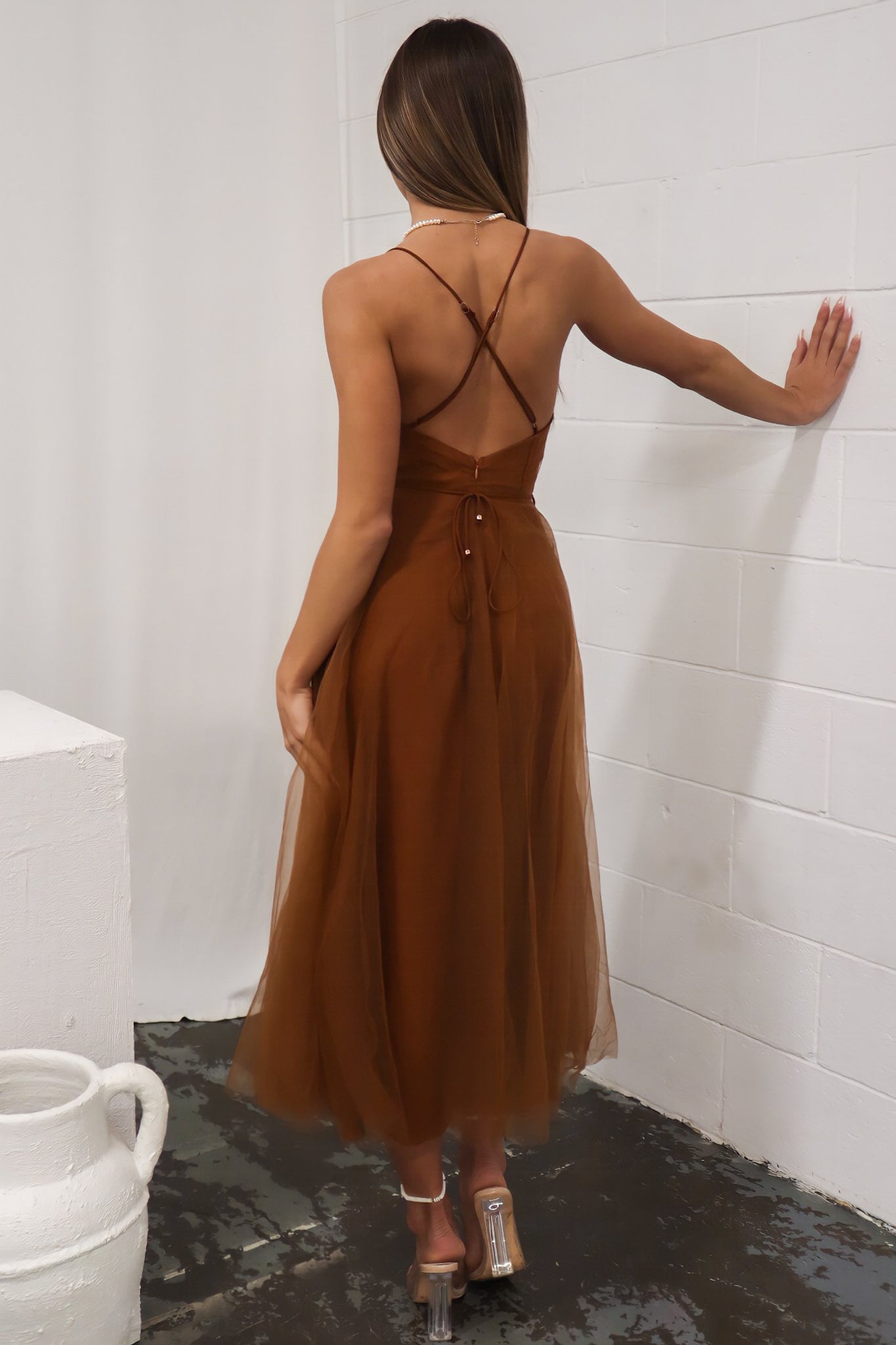signal my way tulle midi dress chocolate Signal My Way Tulle Midi Dress Black