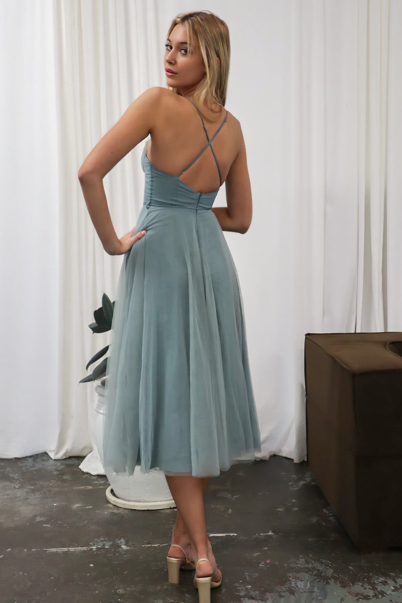 Cindy Tulle Midi - Cute Chic Corset Cups Tulle Formal Sage Green Dress Runway Goddess Cindy Tulle Midi - Cute Chic Corset Cups Tulle Formal Sage Green Dress Runway Goddess
